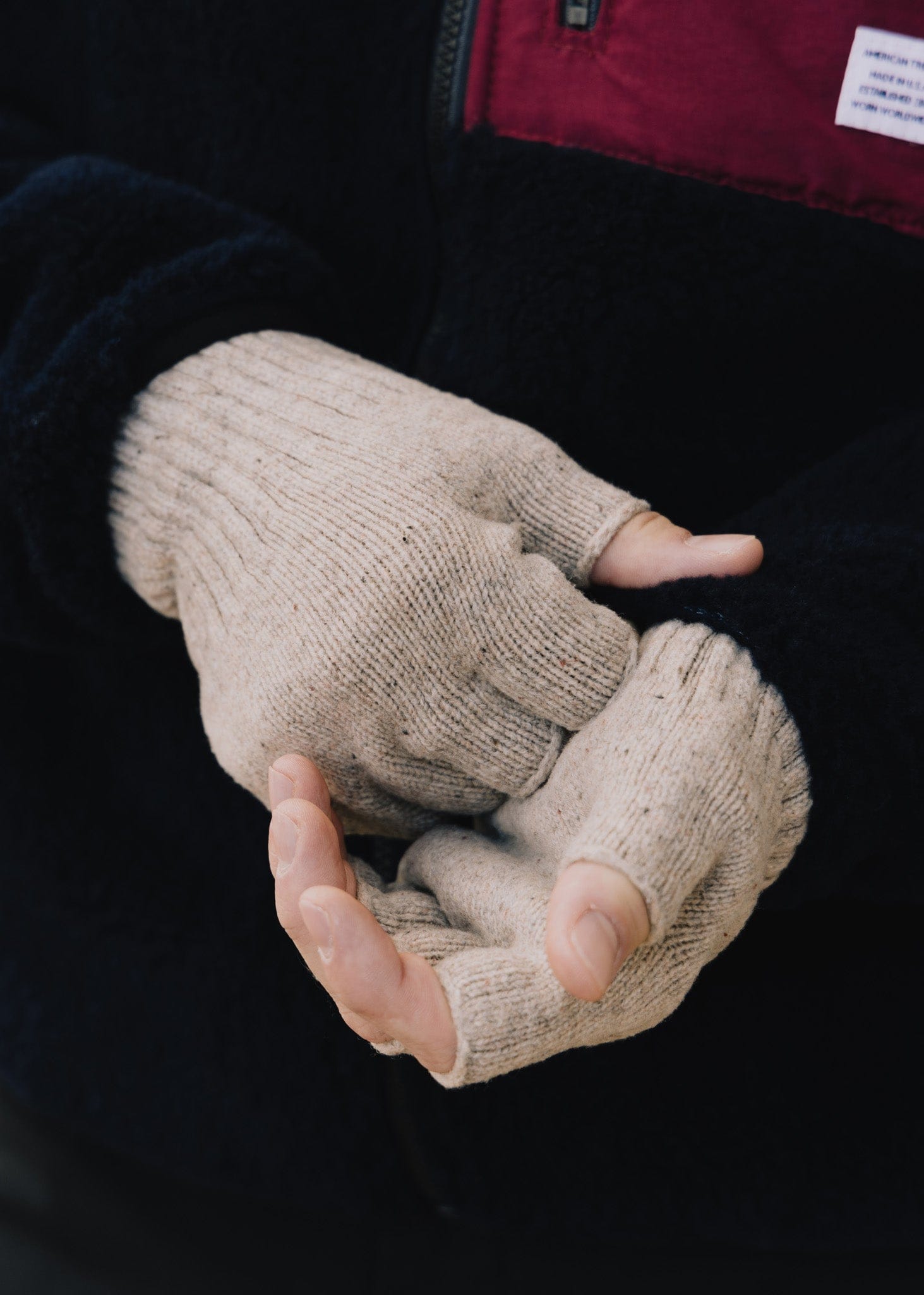 American Trench Merino Donegal Fingerless Gloves - Image 5